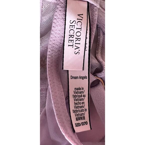 Victoria's Secret Bra Dream Angel Lavender Embroidered Floral Lace Size 32D - Picture 9 of 12